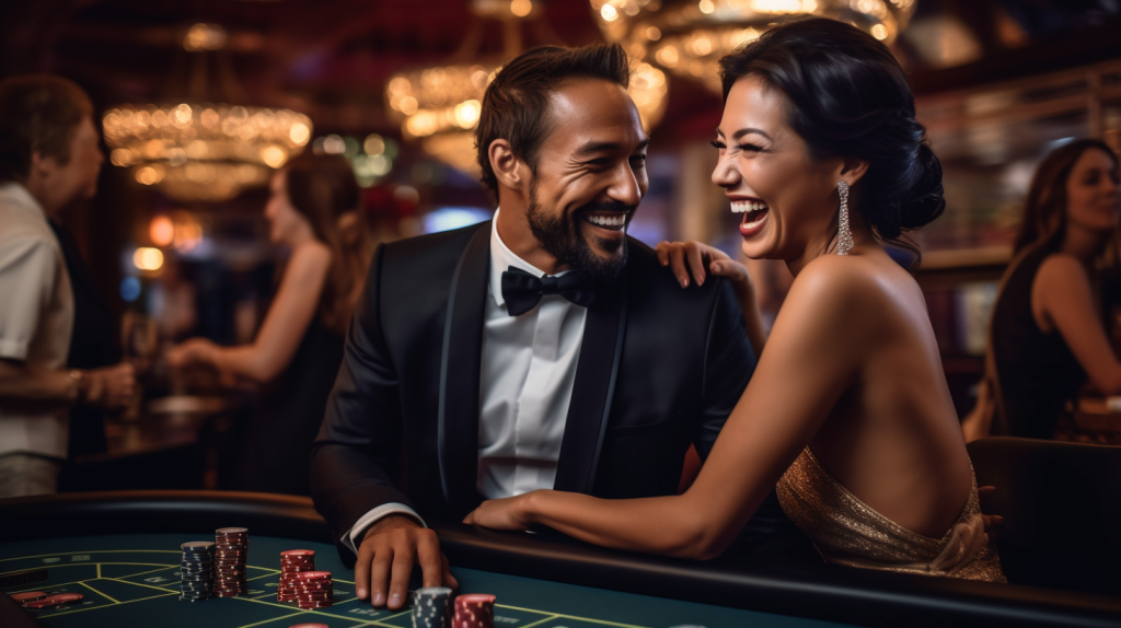 Elegant Couple at a Casino Table